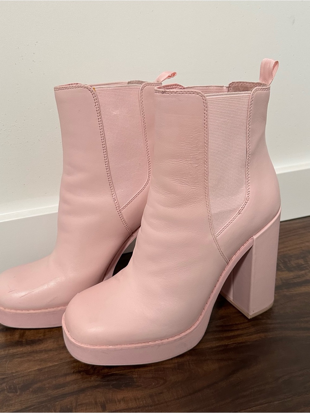 Steve Madden Pink Platform Block Heel Ankle Boots